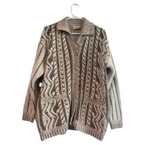 Vintage 80s–90s Nagpal Wool Blend Chunky Knit Cardigan Sweater